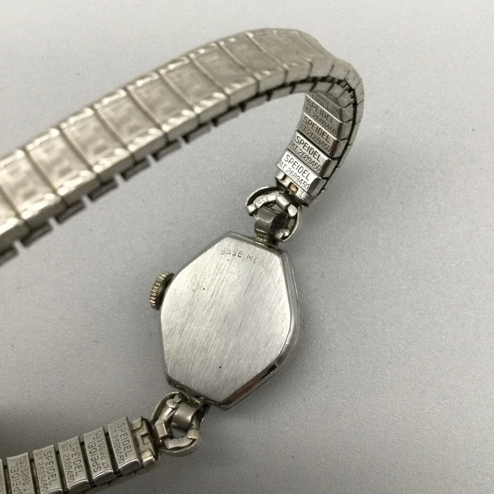 Vintage MERA Womens Watch 16mm White Dial Silver Tone Speidel Manual Swiss